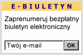 Przykład okna z prenumeratą E-biuletynu